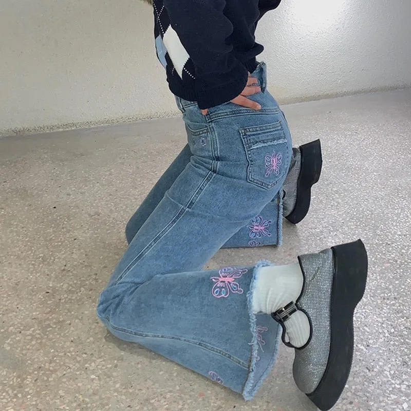 EMBROIDERY HIGH WAIST PANTS VINTAGE