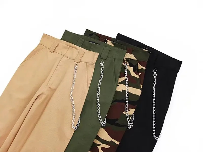 Gabe Khaki Chained High Waist Pants
