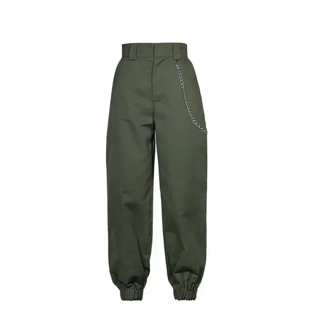 Gabe Khaki Chained High Waist Pants