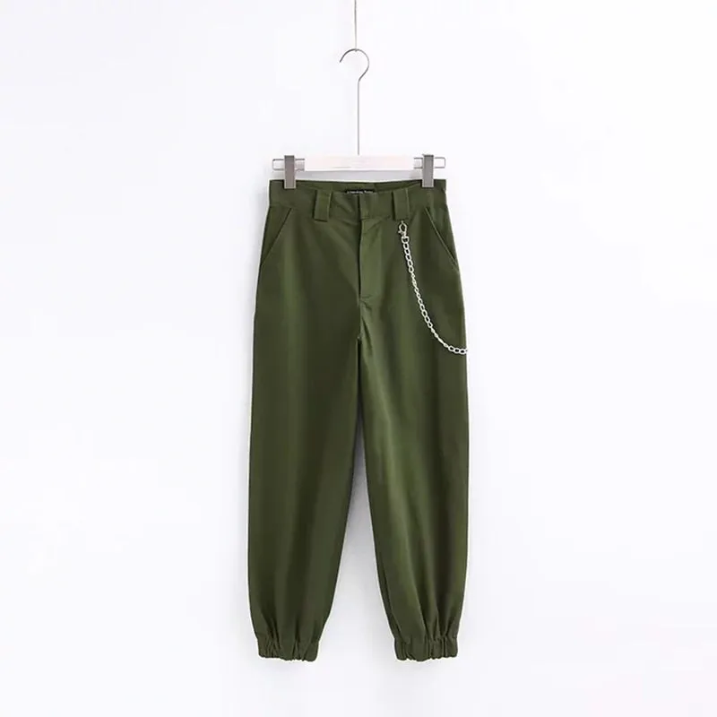 Gabe Khaki Chained High Waist Pants