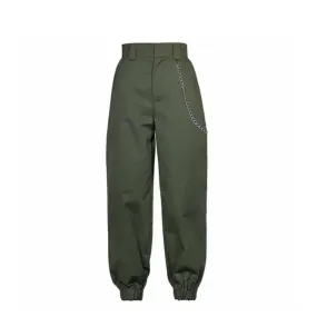 Gabe Khaki Chained High Waist Pants