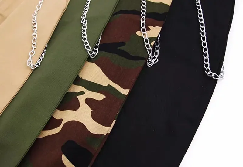 Gabe Khaki Chained High Waist Pants