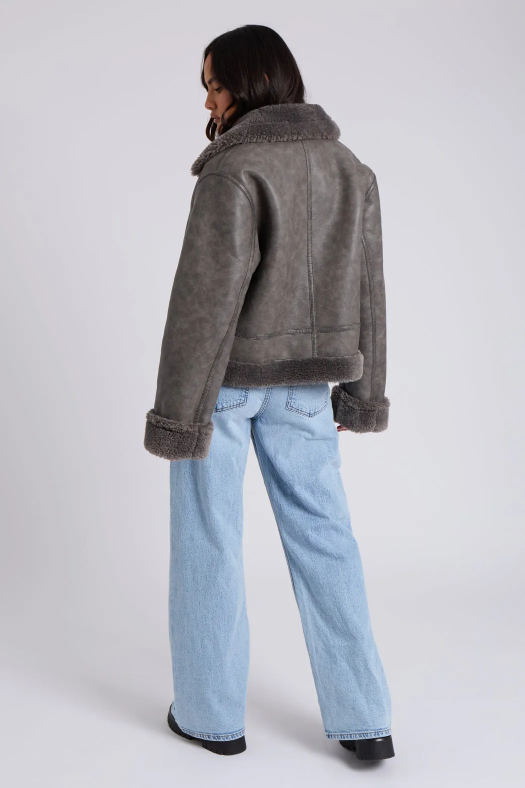 Grey Cropped Bonded Jacket