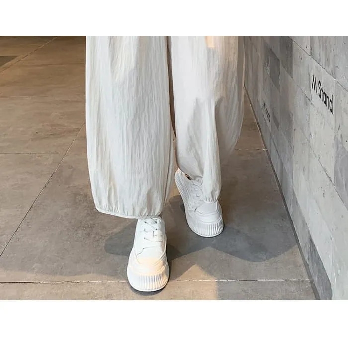 High Rise Plain Cropped Harem Pants