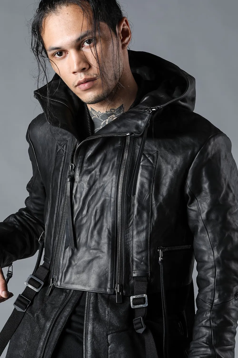 Horse Leather Cropped Jacket