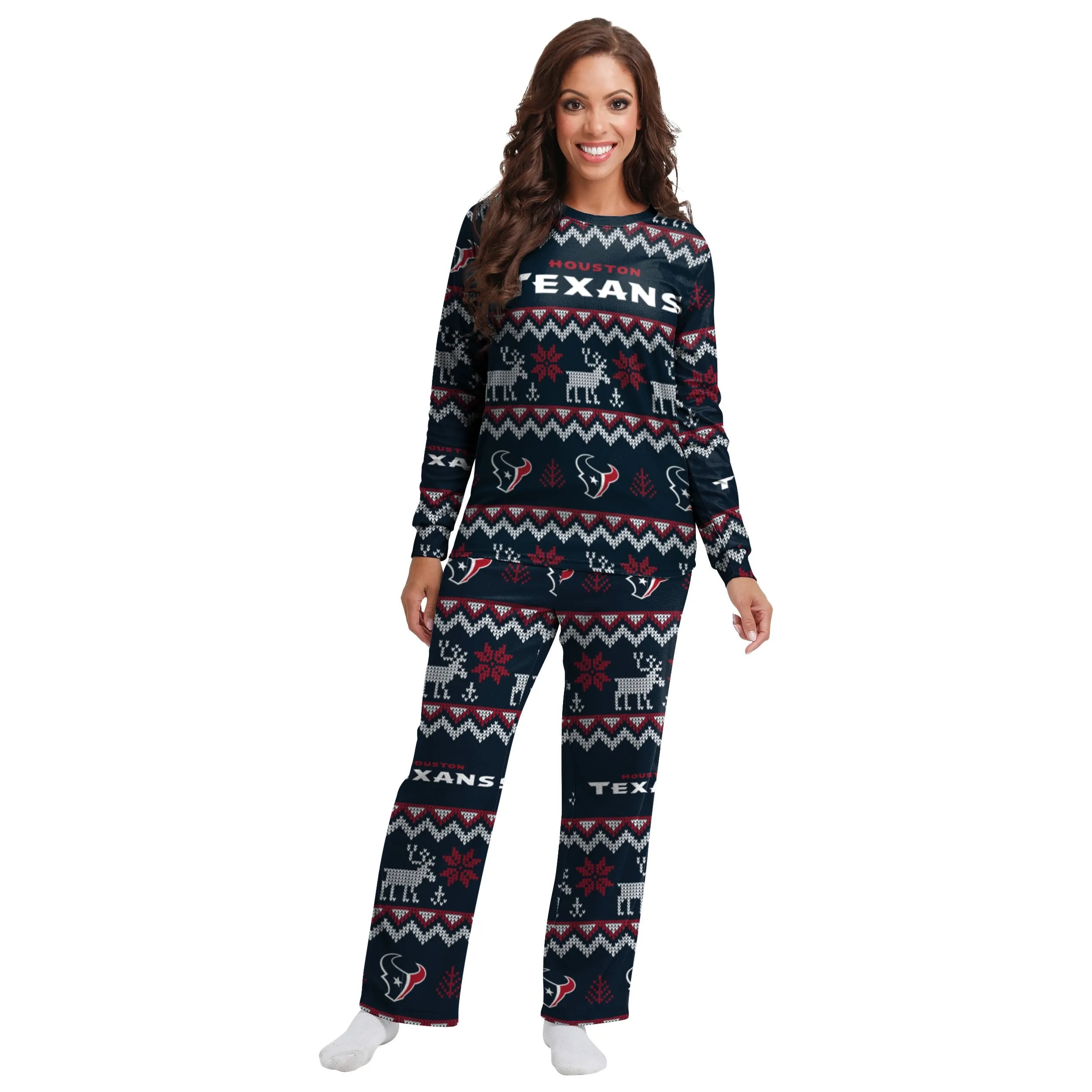 Houston Texans NFL Ugly Pattern Family Holiday Pajamas