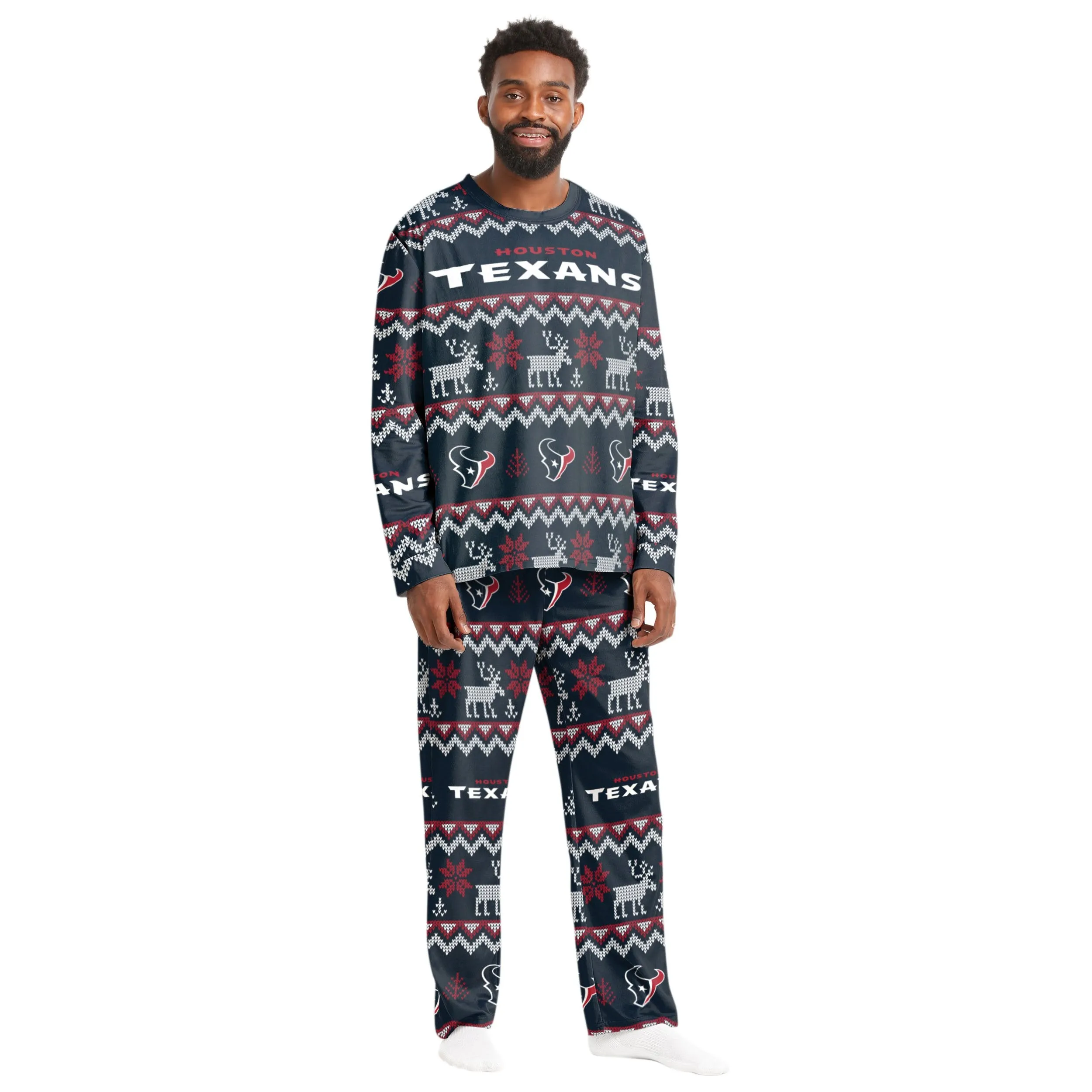 Houston Texans NFL Ugly Pattern Family Holiday Pajamas