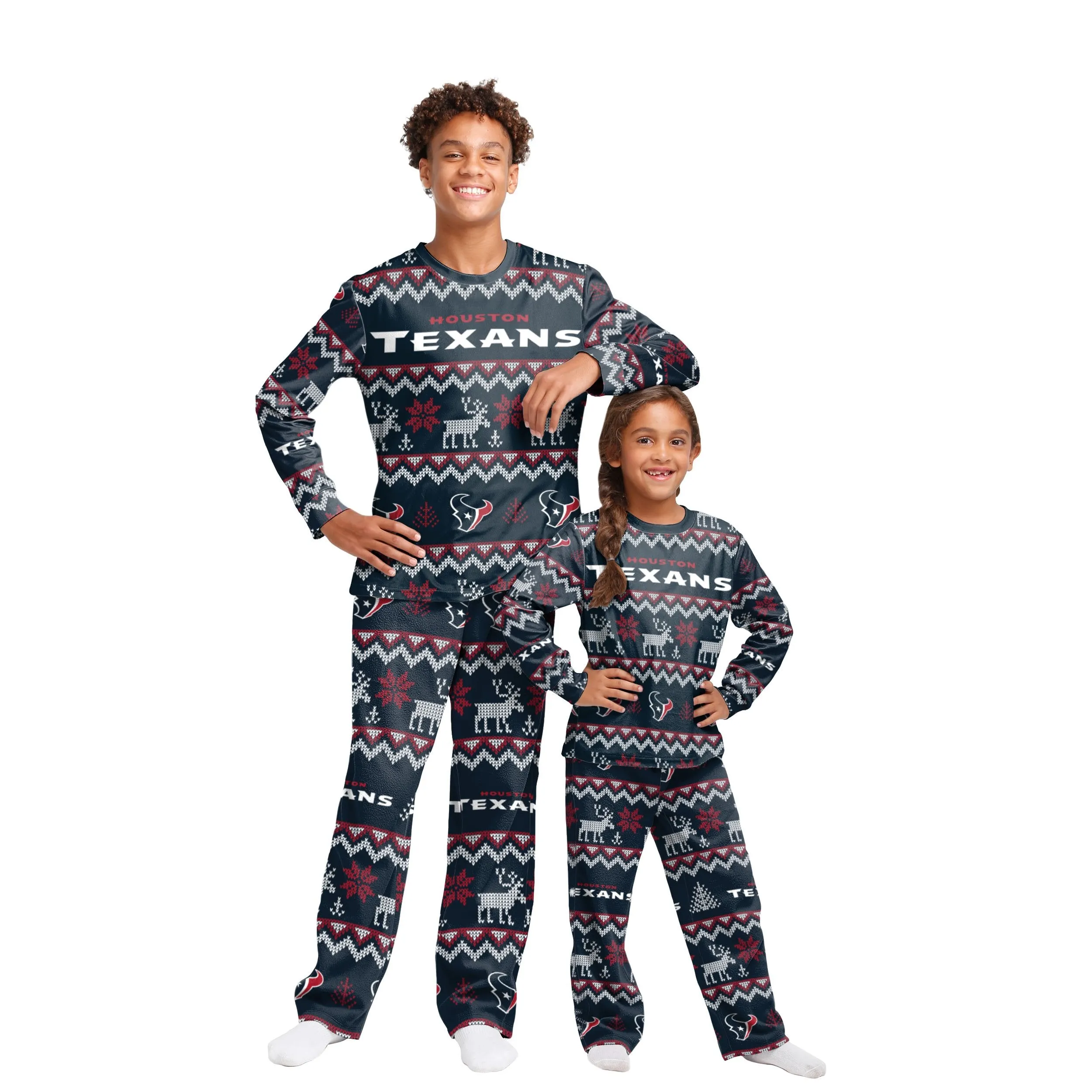 Houston Texans NFL Ugly Pattern Family Holiday Pajamas
