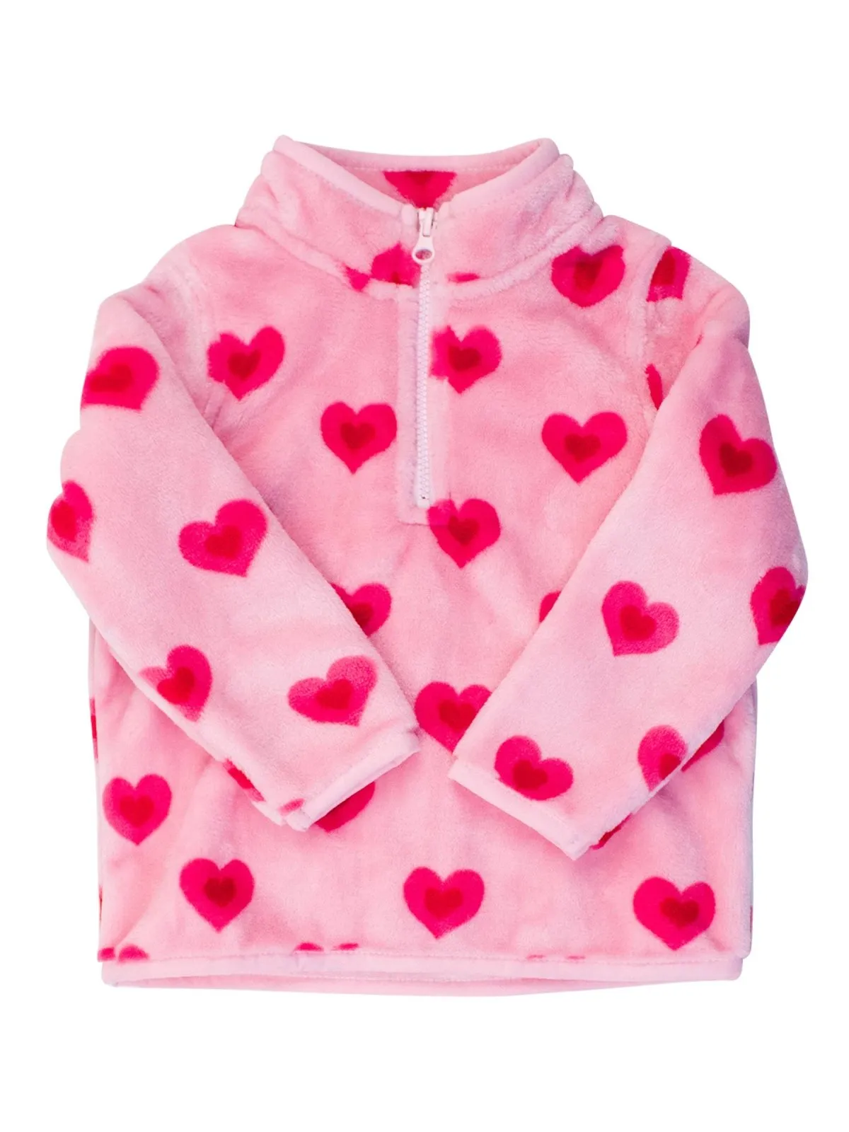 I Heart You More Marshmallow Quarter Zip Girls Fleece Sweater