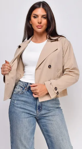 Iana Cropped Trench Jacket - Beige