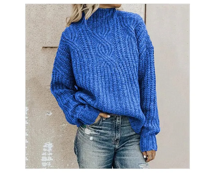 Jacque Sweater | Bequemer Zopfpullover mit Rollkragen