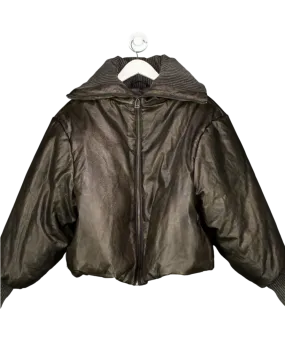 Jaded London Brown Alloy Vegan Leather Bomber Jacket UK S
