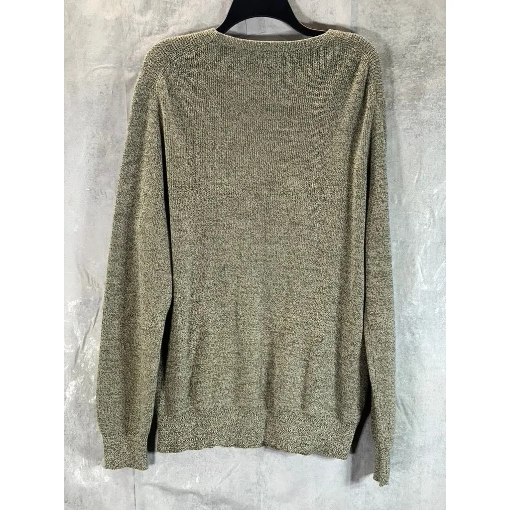 J.CREW Men's Marled Olive Crewneck Cotton Pullover Sweater SZ L