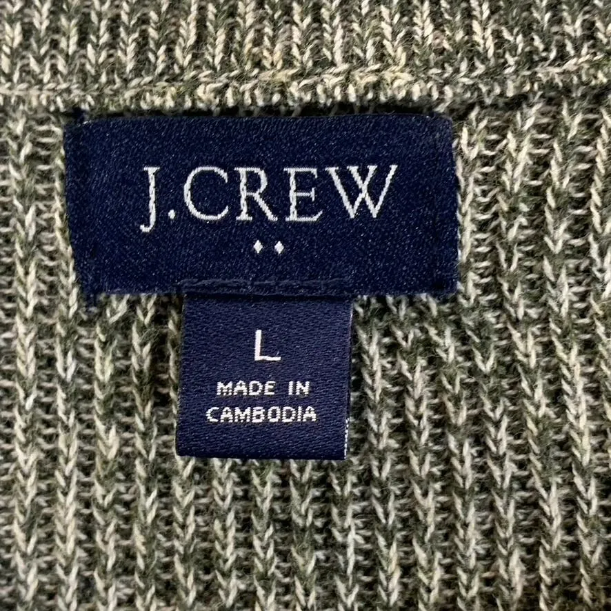 J.CREW Men's Marled Olive Crewneck Cotton Pullover Sweater SZ L