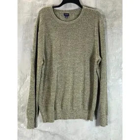 J.CREW Men's Marled Olive Crewneck Cotton Pullover Sweater SZ L