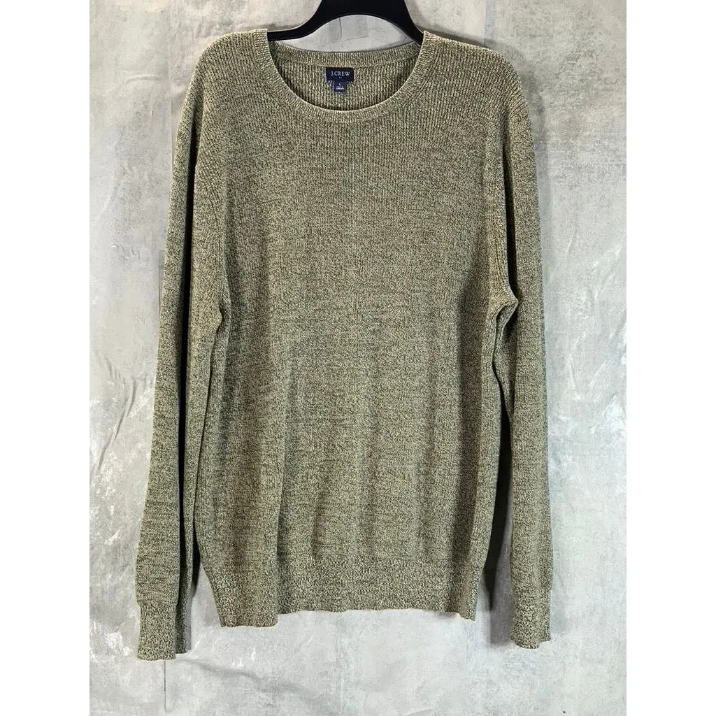 J.CREW Men's Marled Olive Crewneck Cotton Pullover Sweater SZ L