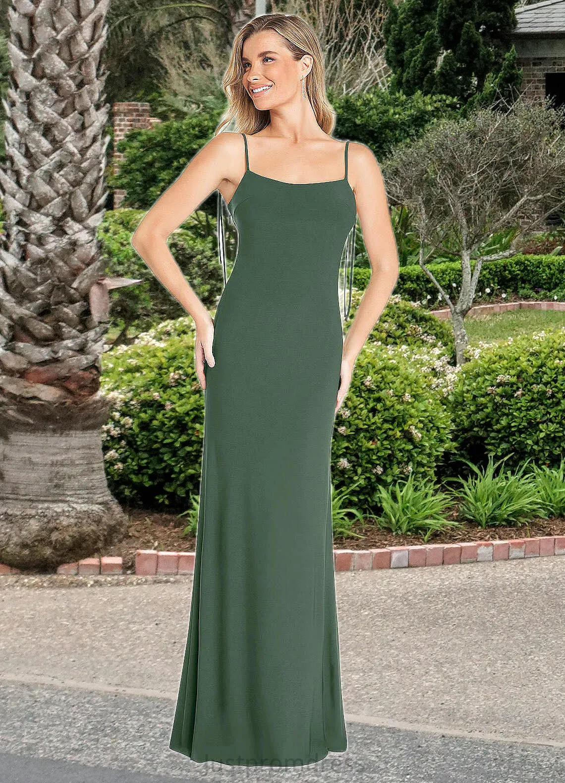 Judith Sheath Bow Luxe Knit Floor-Length Dress Eucalyptus HHP0022744