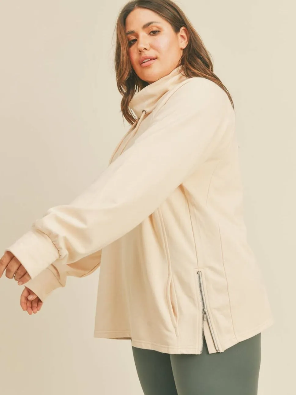 Kimber Mock Neck Pullover with side Zipper - PLUS