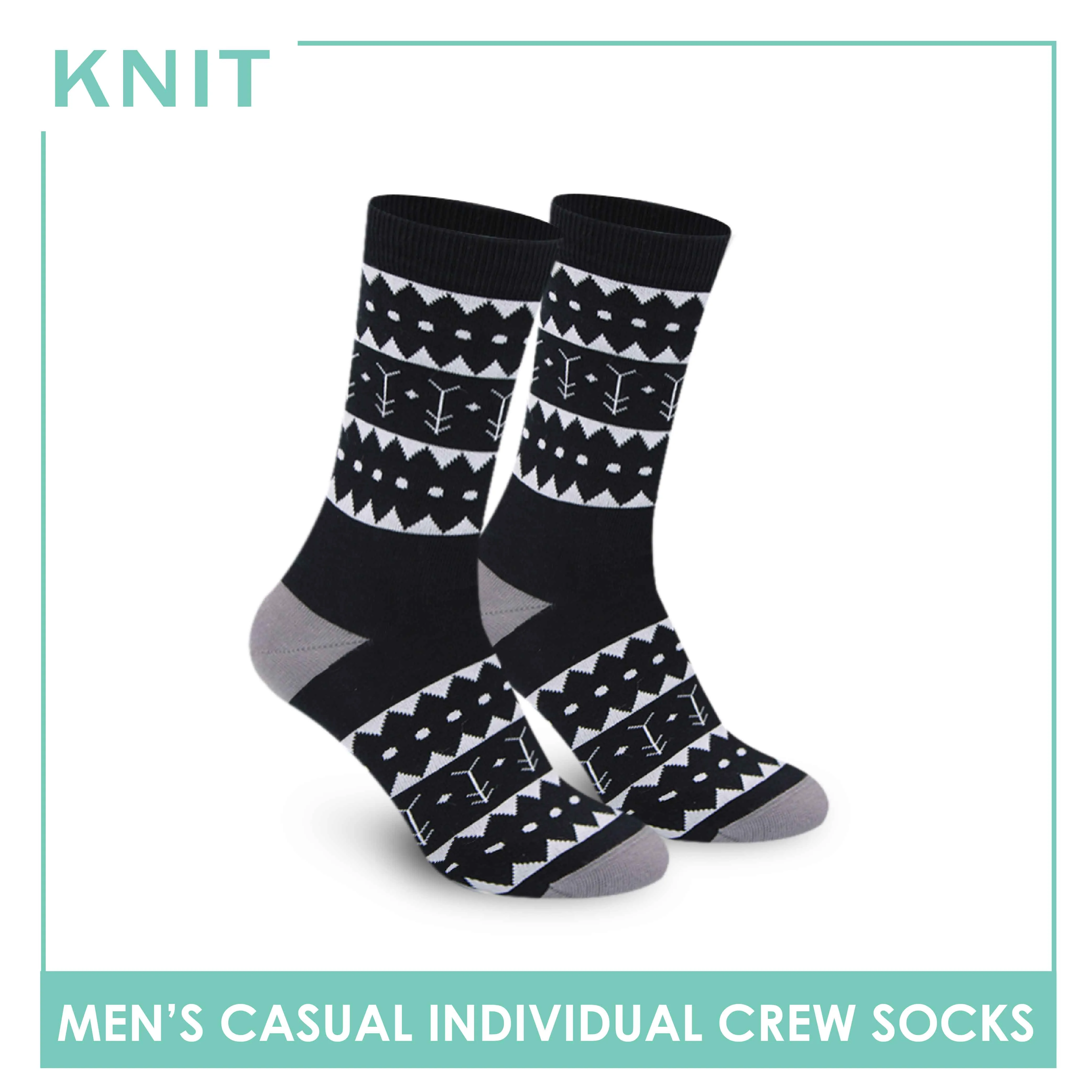 Knit Men’s Alibata Fashion Printed Cotton Light Performance Crew Socks 1 pair KMC1302
