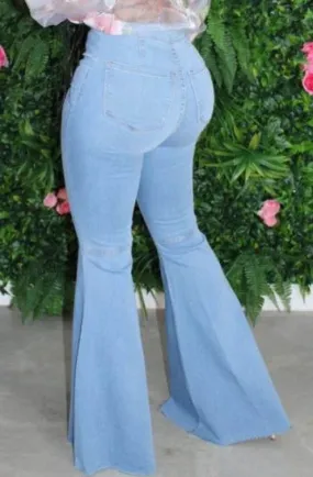 Light Blue Denim Flared Jeans