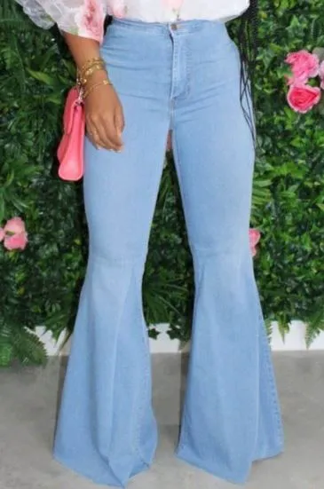 Light Blue Denim Flared Jeans