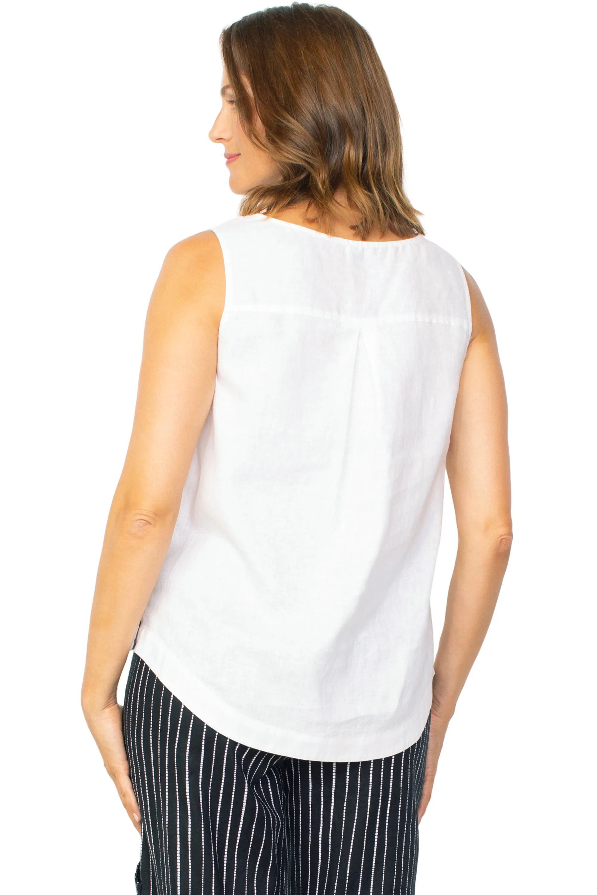 Linen Side Button Tank