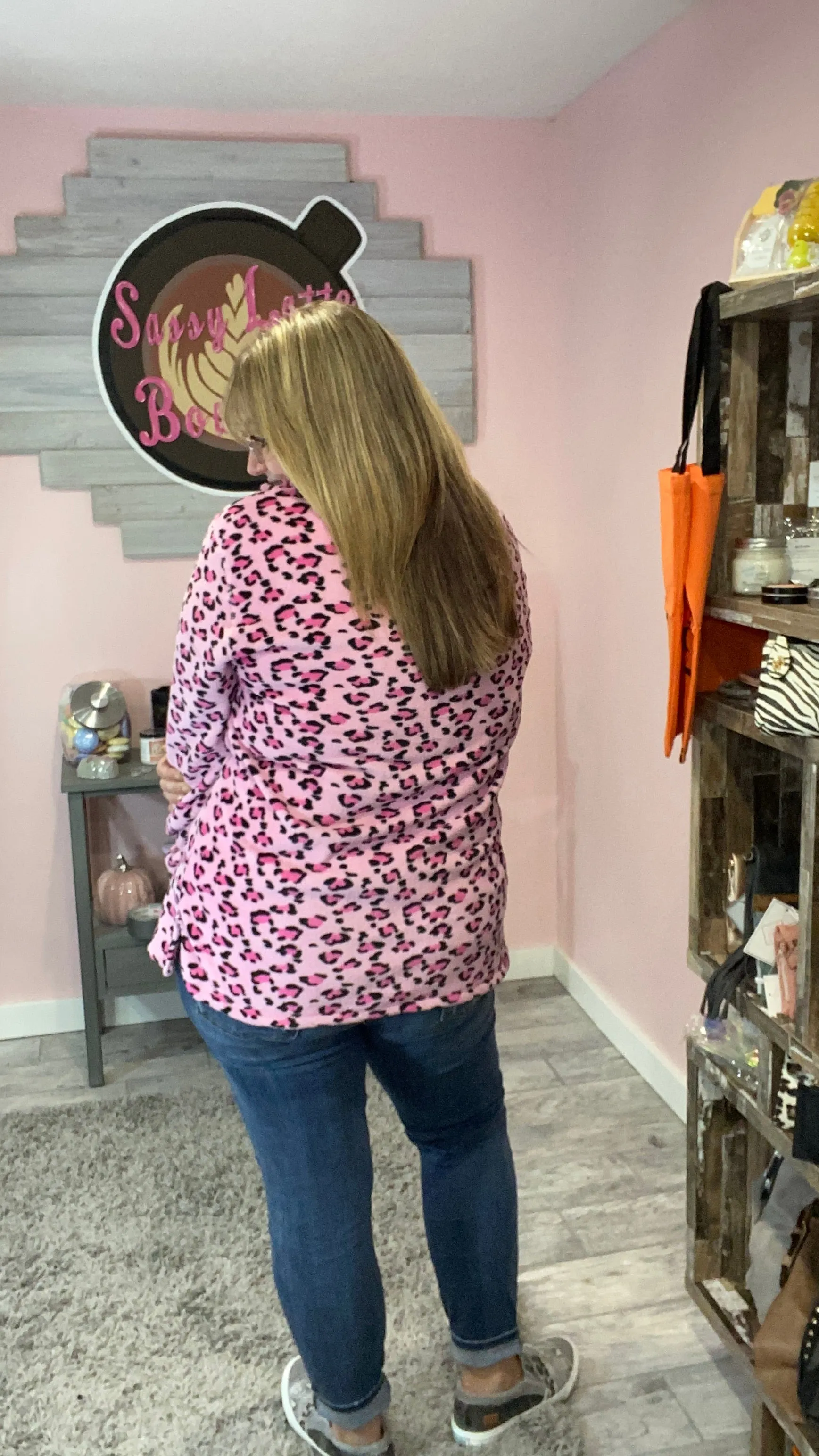 Lori Pink Leopard Fleece Pullover