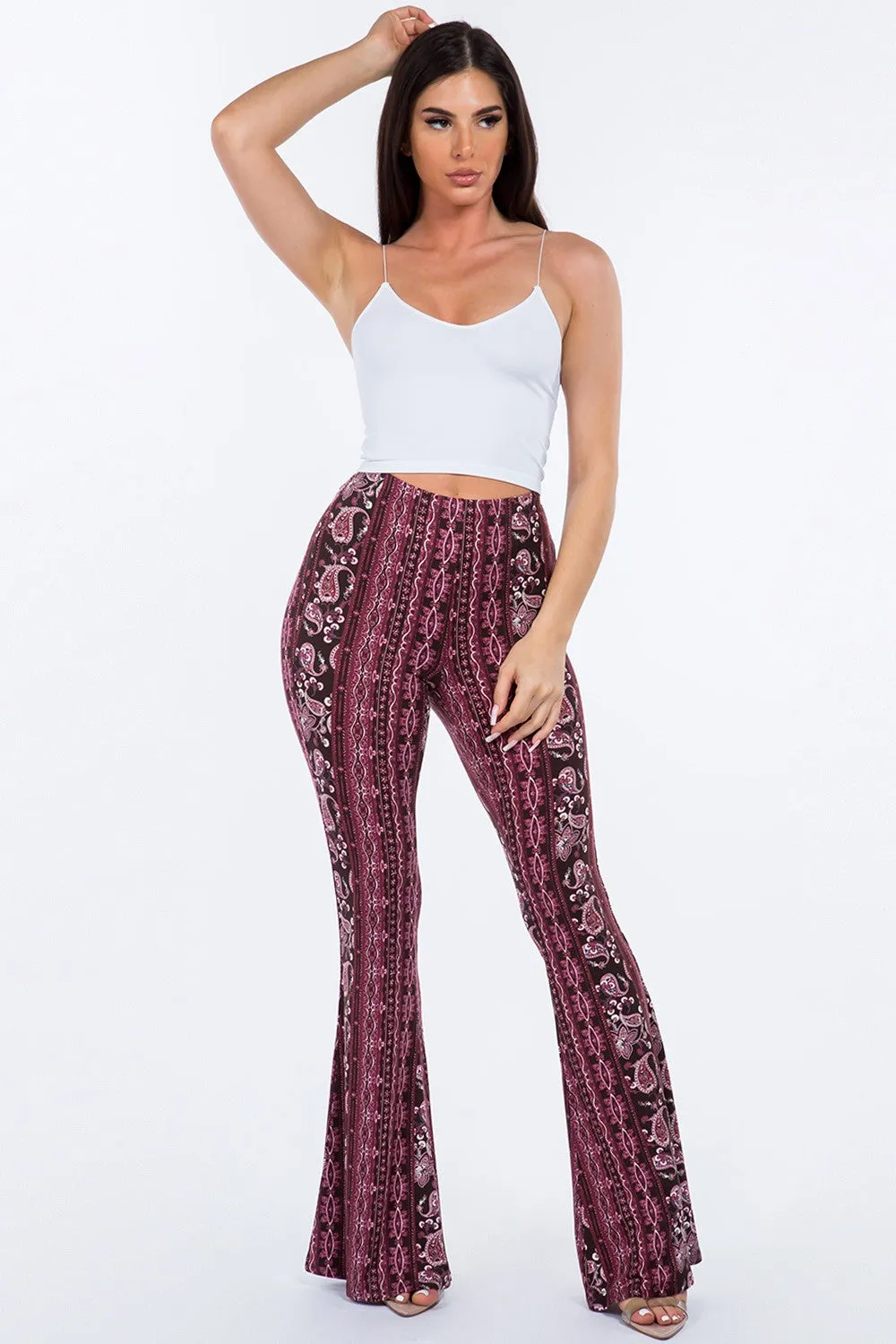 Magenta Bandana Flare Legging Pants