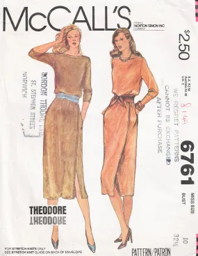 McCall's 6761 THEODORE Womens Stretch Knit Pullover Mock Wrap Dress 1970s Vintage Sewing Pattern Size 10 Bust 32.5 inches