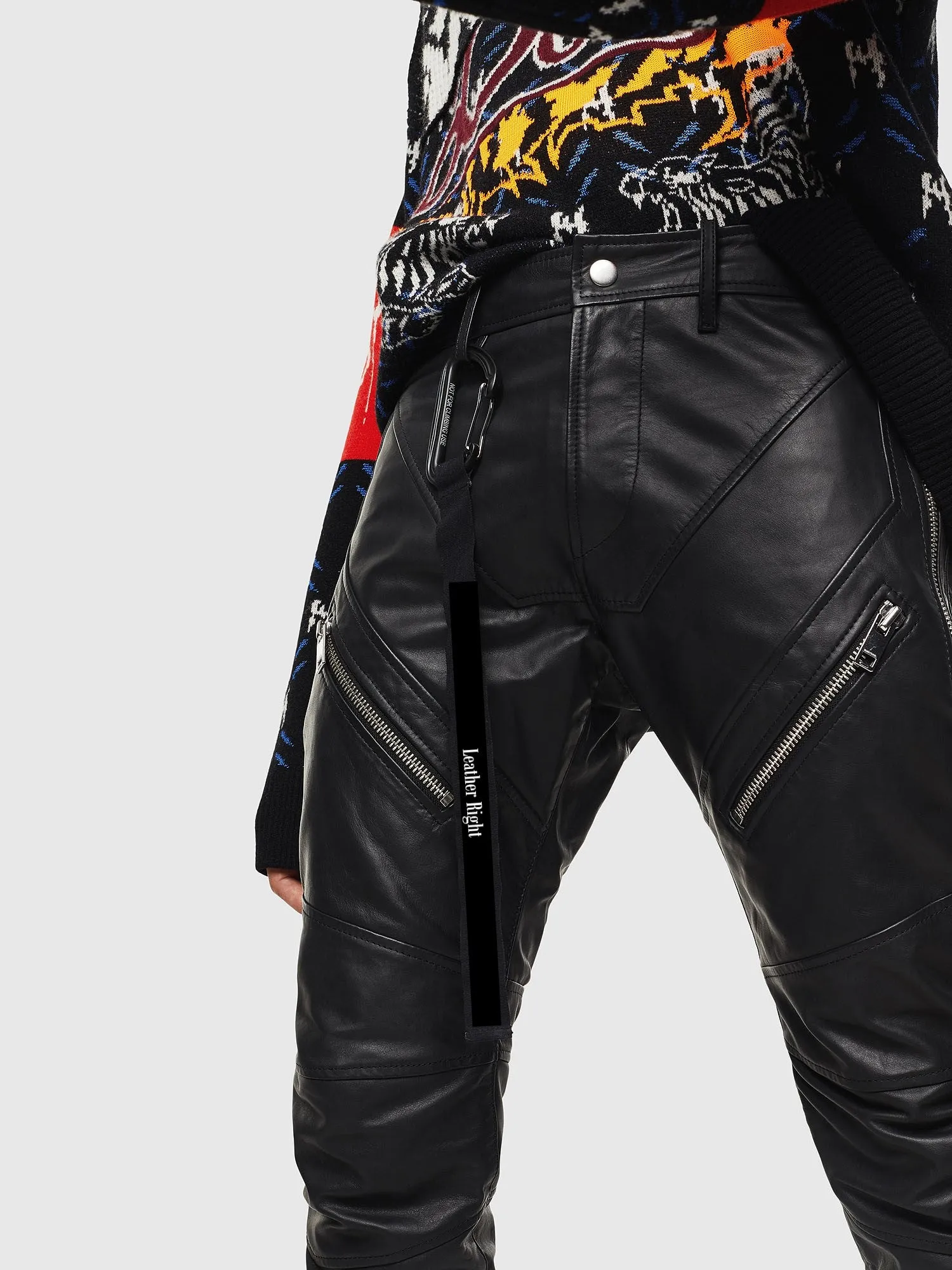 Men's Genuine Leather slim fit Biker pants