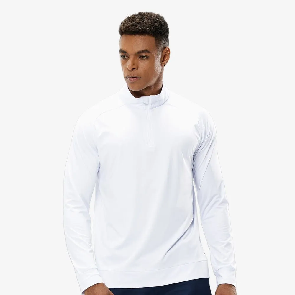 Men's Quarter Zip Long Sleeve Pullover Shirts Brushed Back Fleece