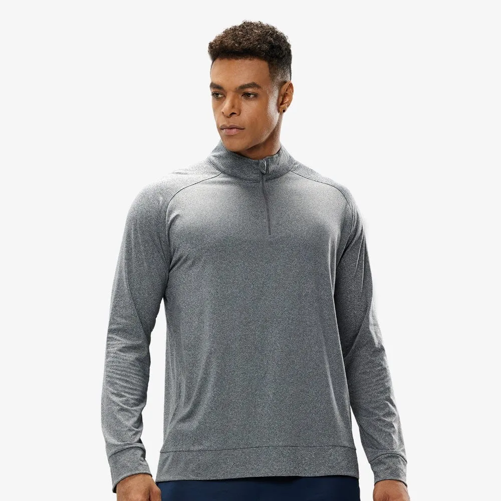 Men's Quarter Zip Long Sleeve Pullover Shirts Brushed Back Fleece