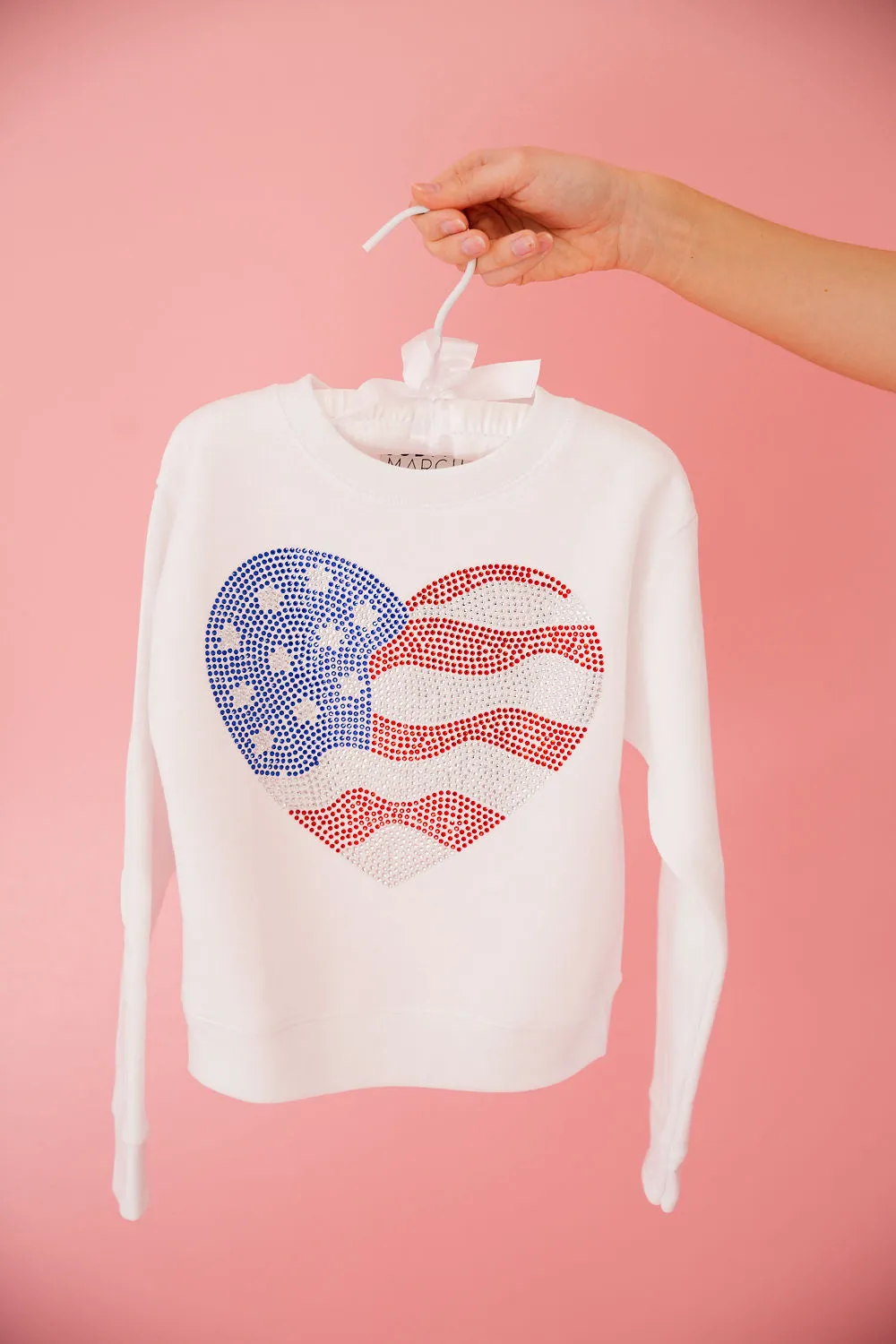 MINI KIDS AMERICAN HEART WHITE PULLOVER