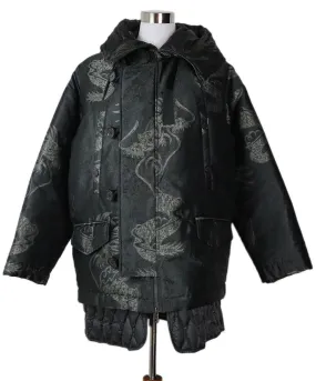 Moncler Charcoal Grey Print Down Coat sz 4