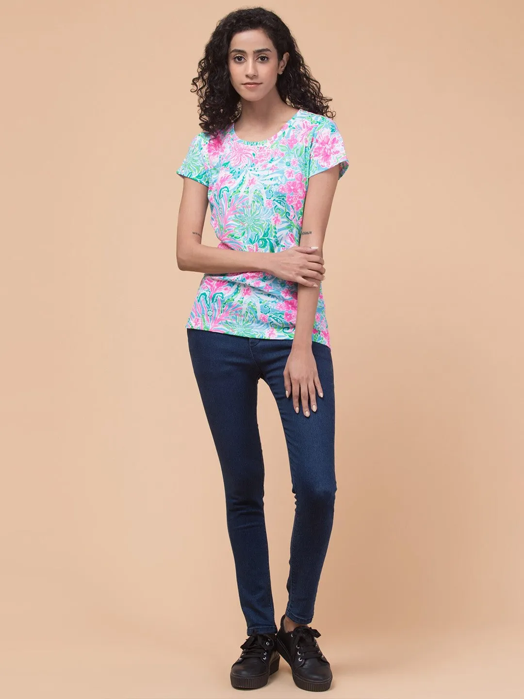 Multicolor Floral Print T-shirt