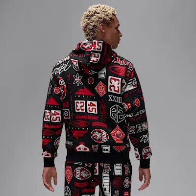 Nike Men's Jordan Essentials Fleece Pullover Hoodie Apparel - Black / Varsity Red