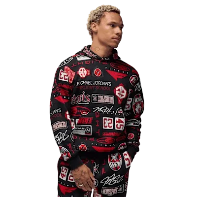 Nike Men's Jordan Essentials Fleece Pullover Hoodie Apparel - Black / Varsity Red