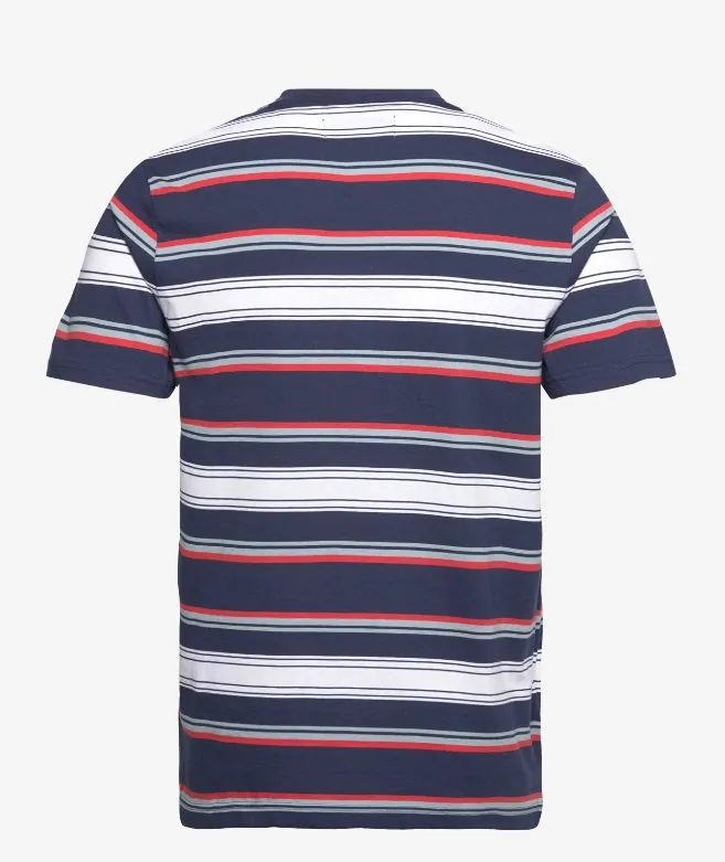 Original Penguin Multi Stripe Jersey Organic Cotton T-Shirt - Dress Blues