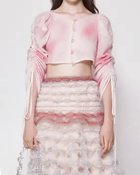 Pink Crop Bubble Knit Top