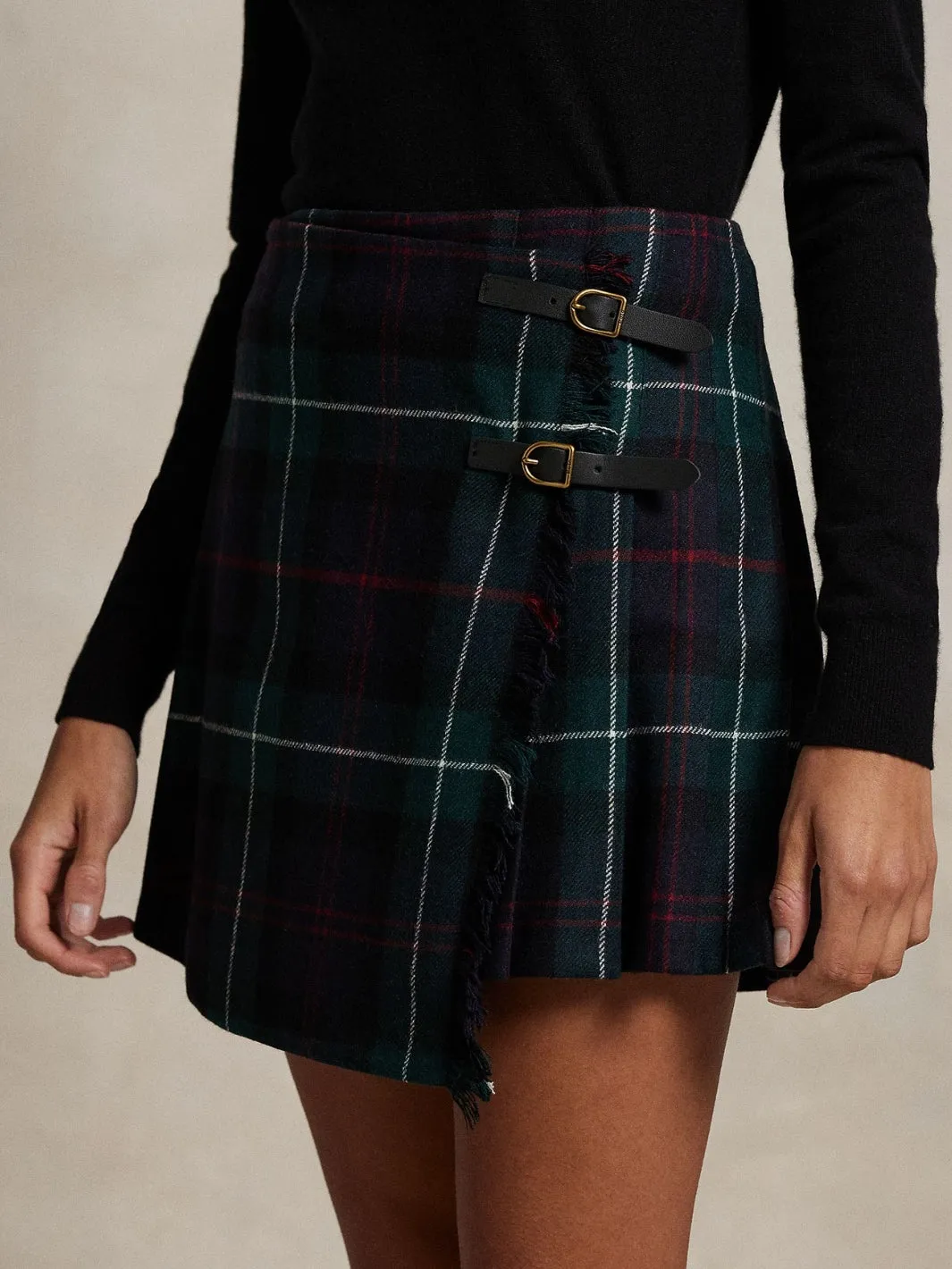 PLAID PLEATED WRAP SKIRT Ruter