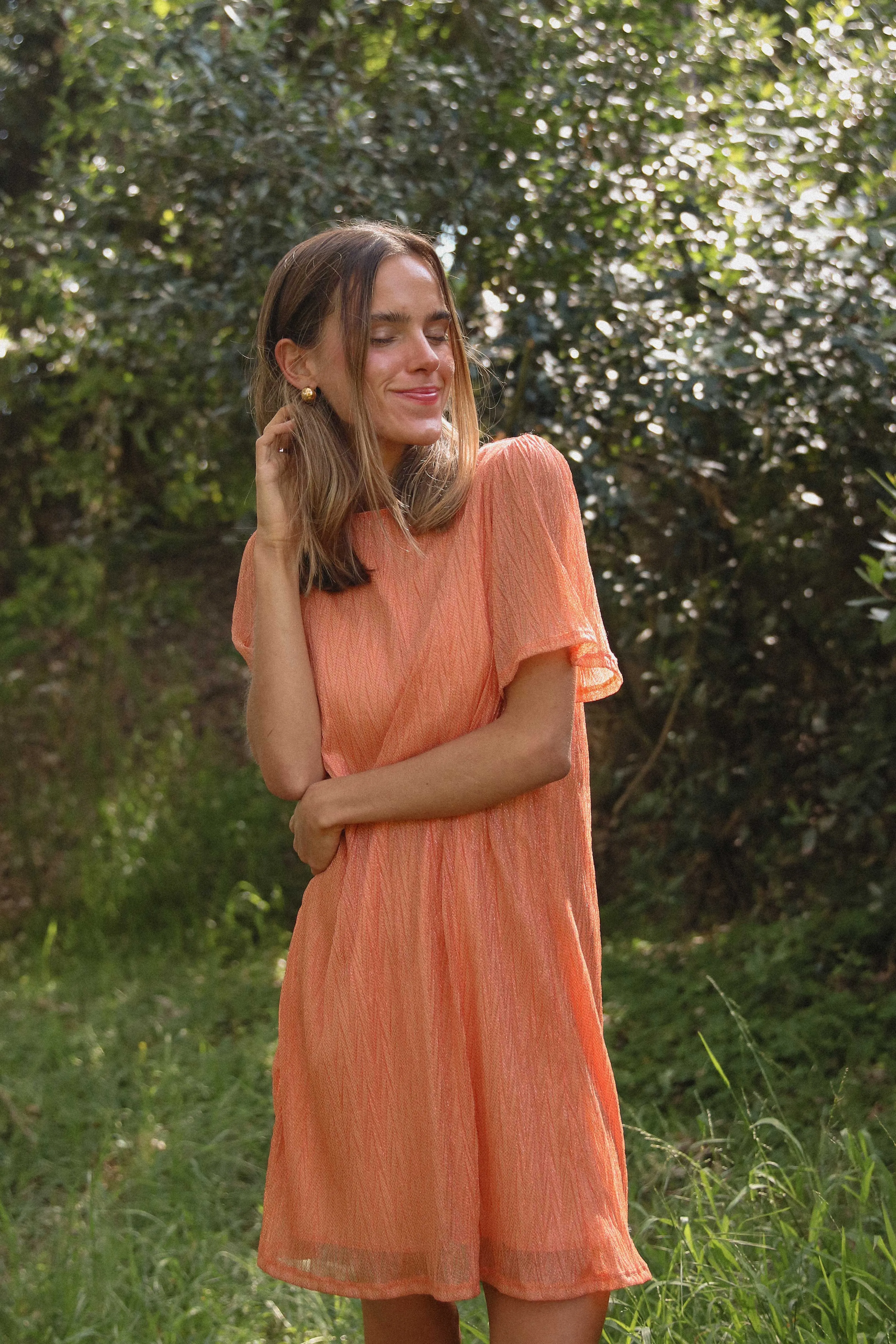 Pleated Knit Ombré Dress