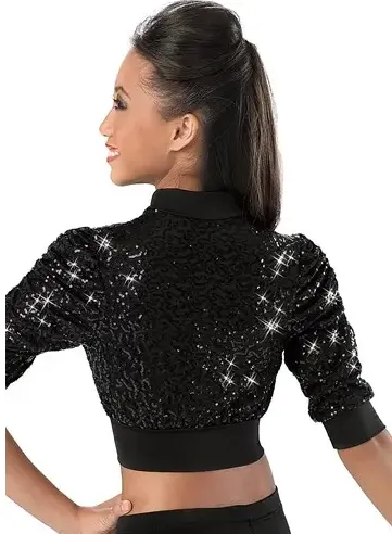 Pre-Owned Costume Jacket Weissman  5327 Small Adult ALL BLACK  Jazz Hip Hop Sequin