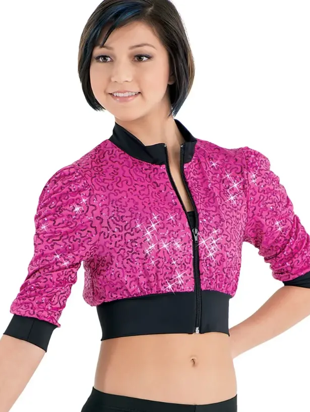 Pre-Owned Costume Jacket Weissman  5327 Small Adult ALL BLACK  Jazz Hip Hop Sequin