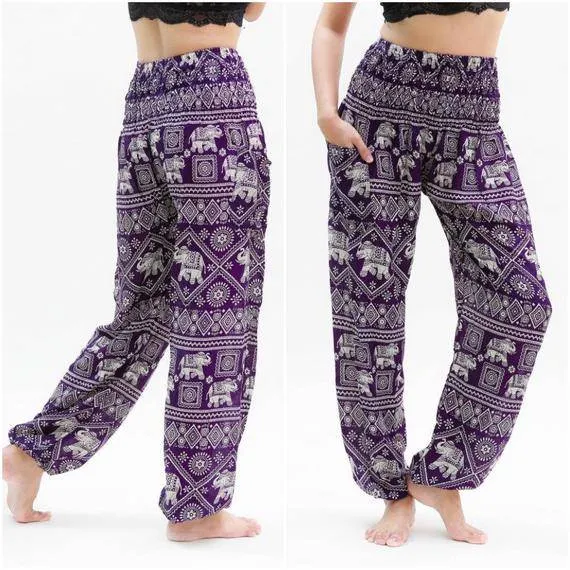Purple Boho Elephant Pants | CozyCouture®
