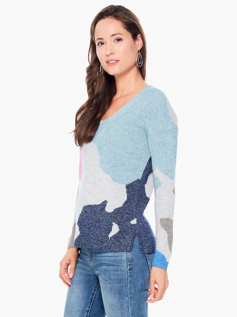 Puzzle Time Sweater in Blue Multi