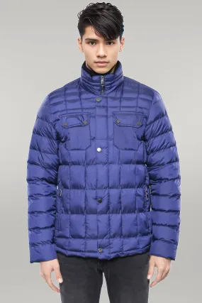 Quilted Blue Men Winter Coat - Wessi