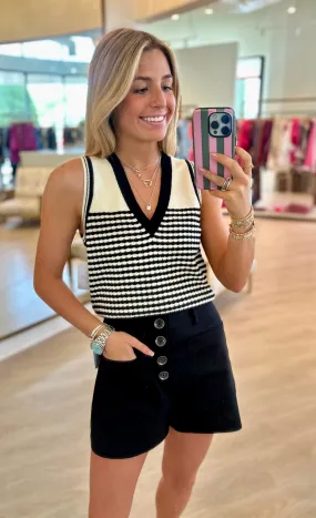 Raa7016 Black Knit Stripe Tank