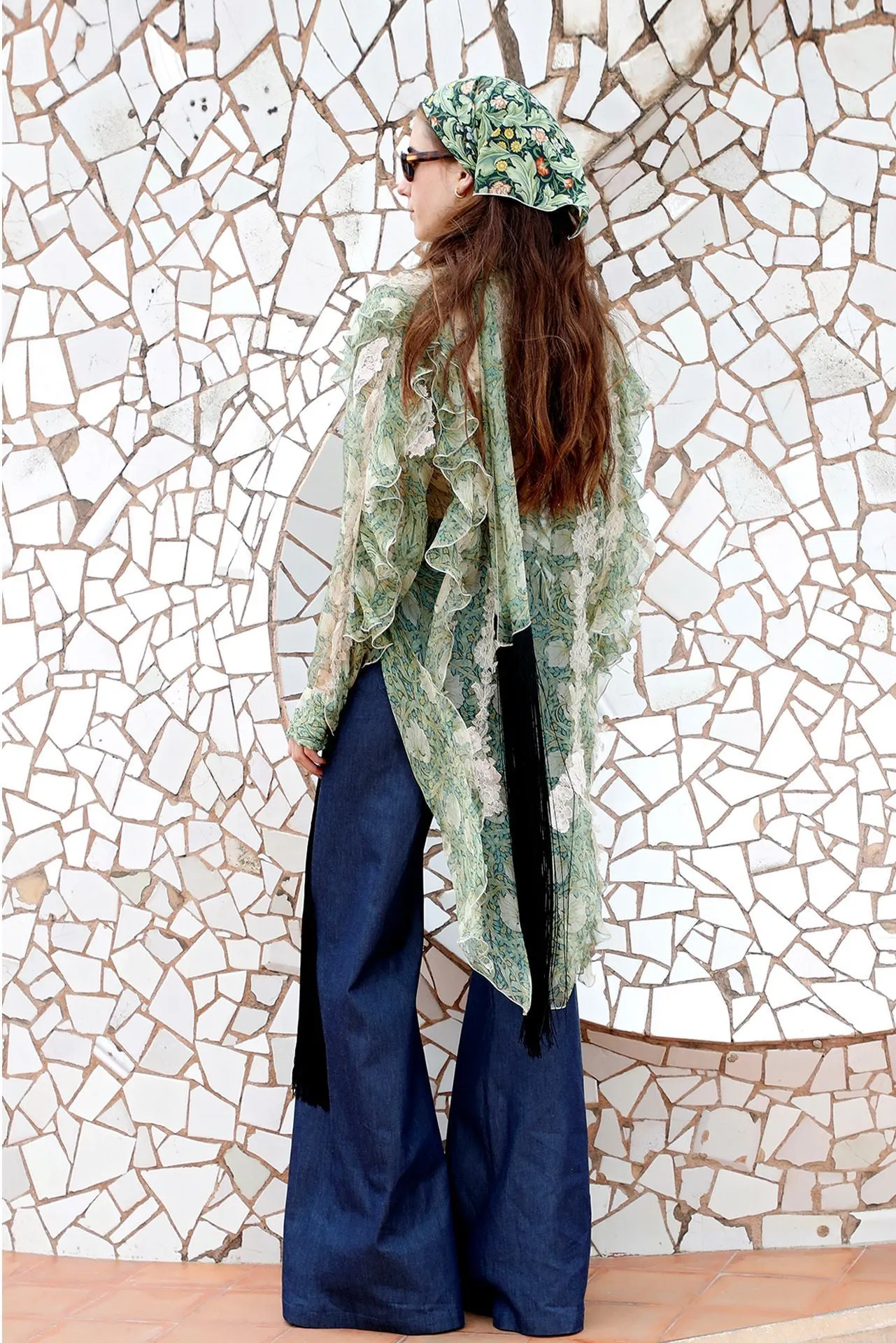 Ruffled Shirt with Flared Jeans