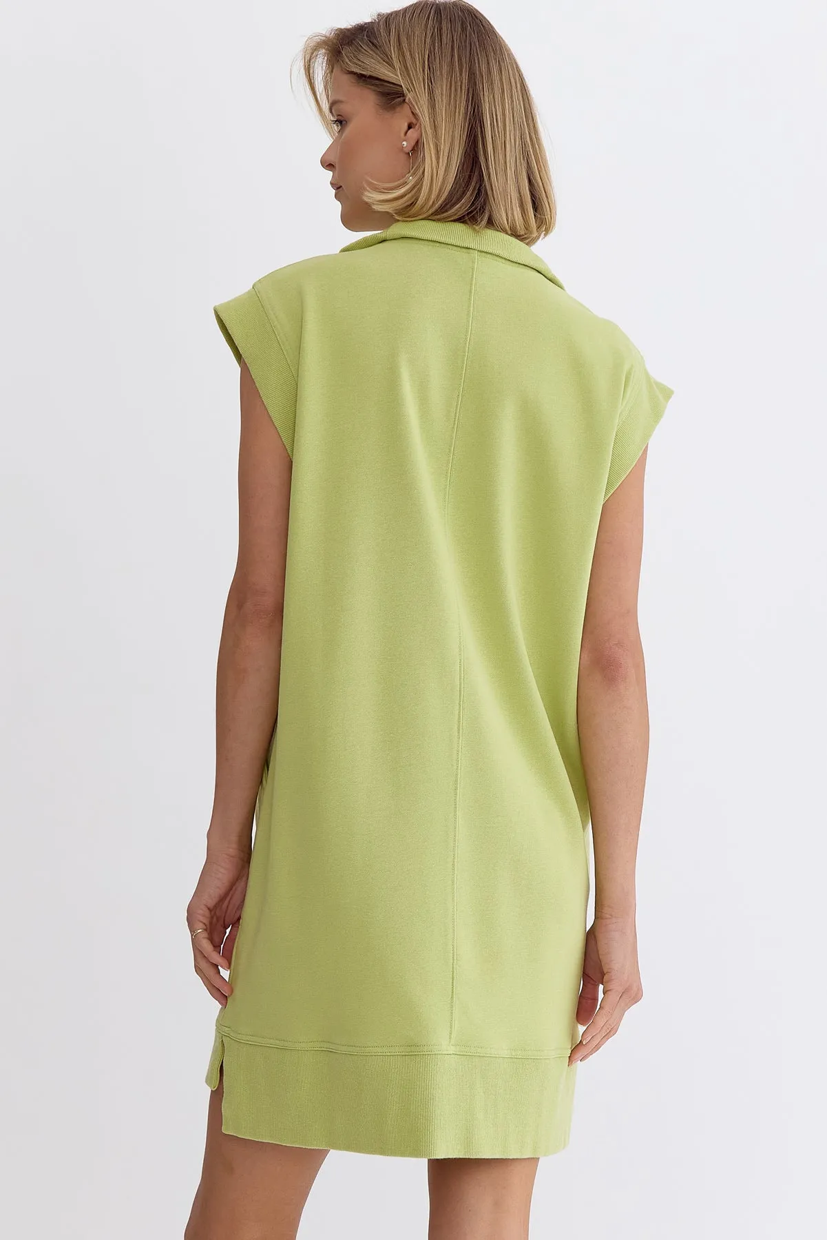 Rynn Solid Sleeveless Mini Dress-Lime