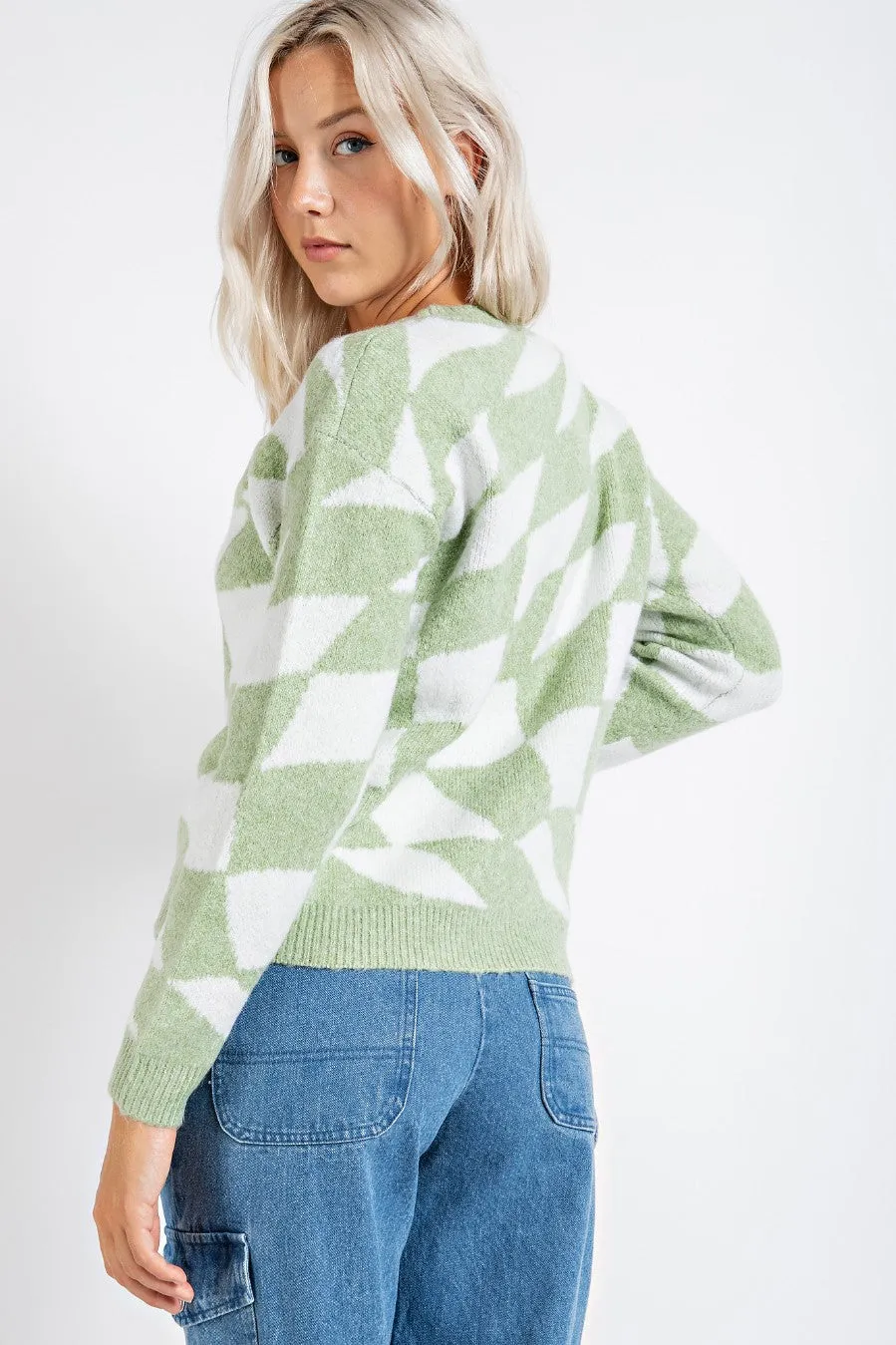 Sage Checkered Pullover Sweater